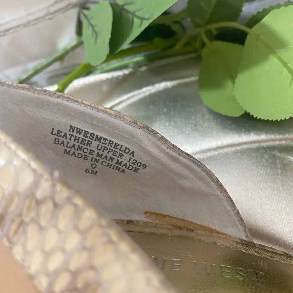 Nine West Tan snake print Peep-Toe Heels